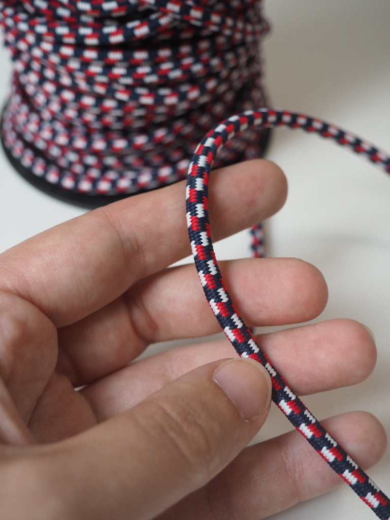Navy + Red Stretch Braided Cord 5mm