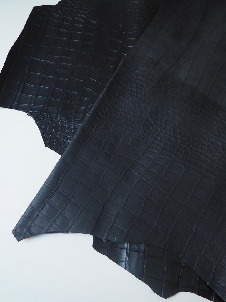 Black Embossed Crocodile Calfskin