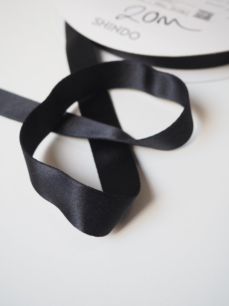 Shindo Black Thick Double Faced Satin Ribbon 20mm