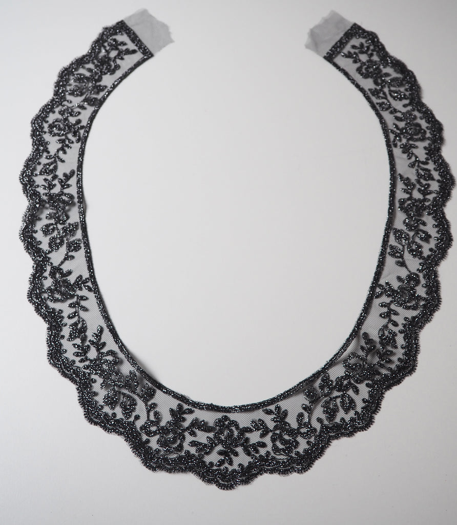 Black Lurex Rose Garland Scallop Lace Collars