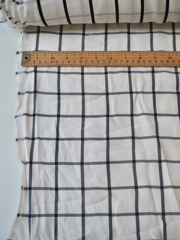 B+W Check + Stripe Crepe-Back Satin