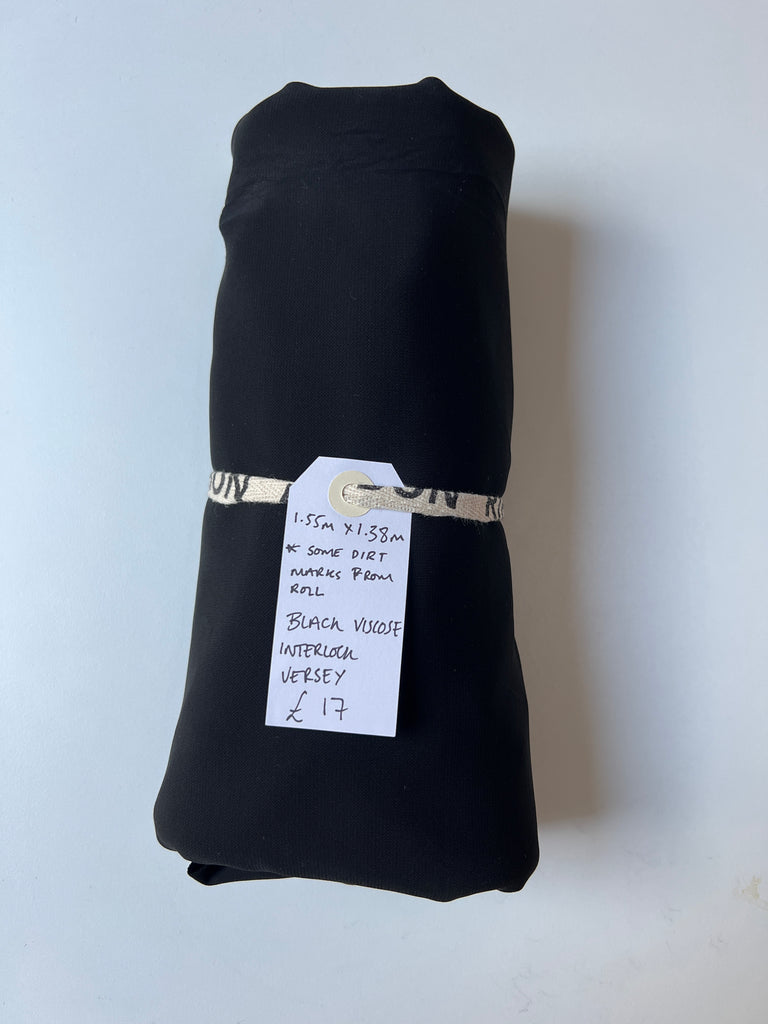 Black Viscose Interlock Jersey Remnant