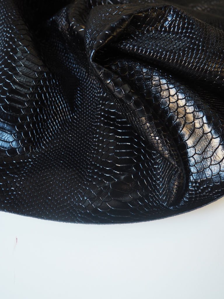 Black Embossed Snake Calfskin