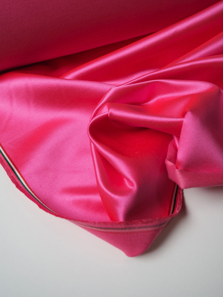 Hot Pink Silk Cotton Duchess Satin