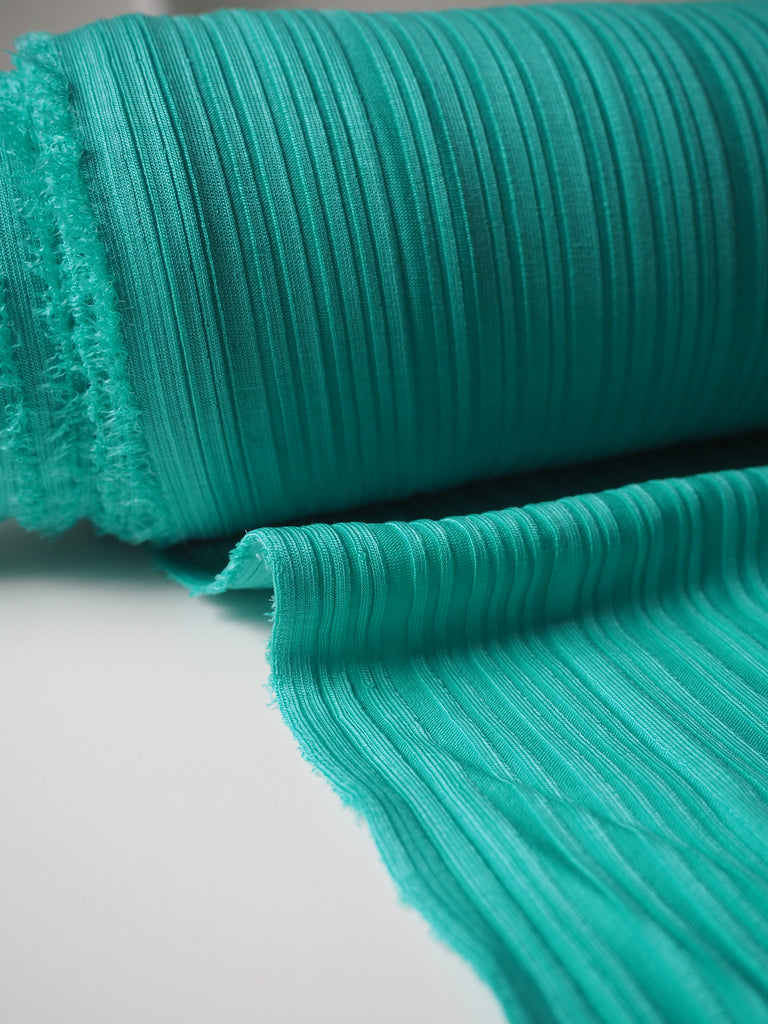 Bright Mint Ribbed Satin Jersey