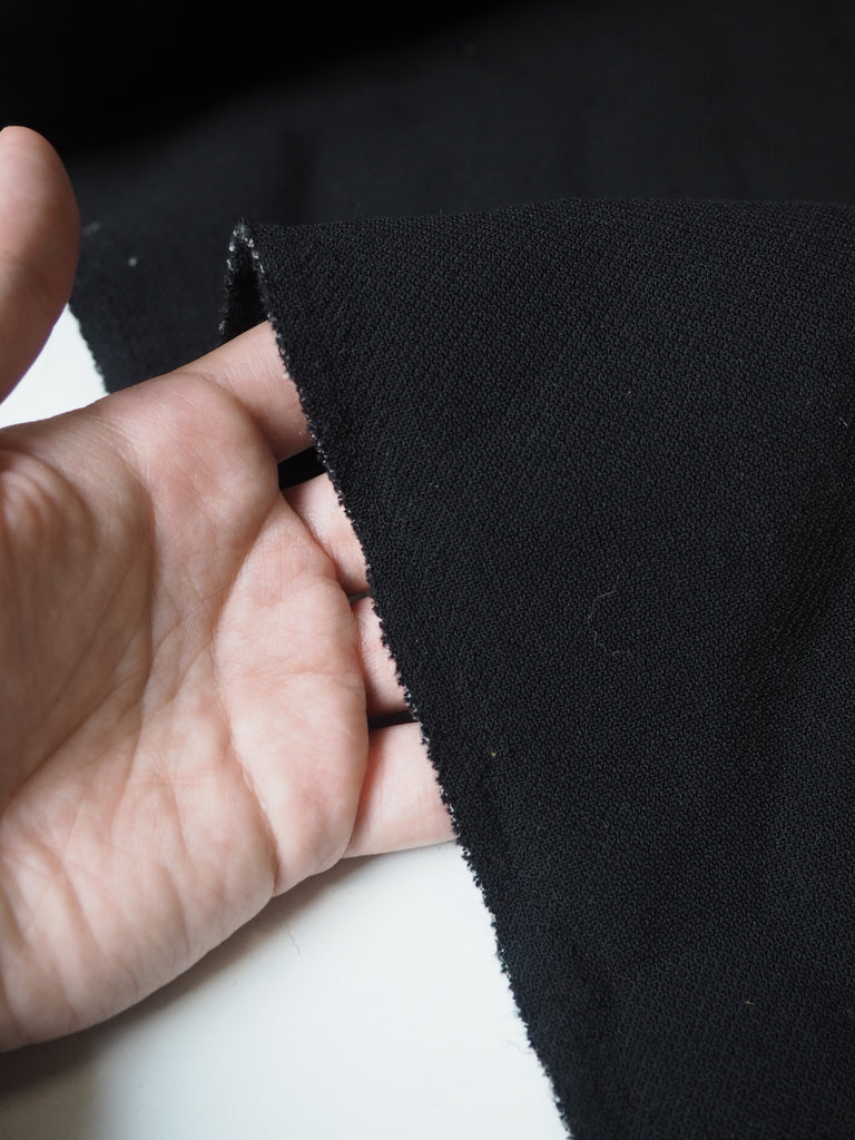 Black Heavy Double Wool Crepe