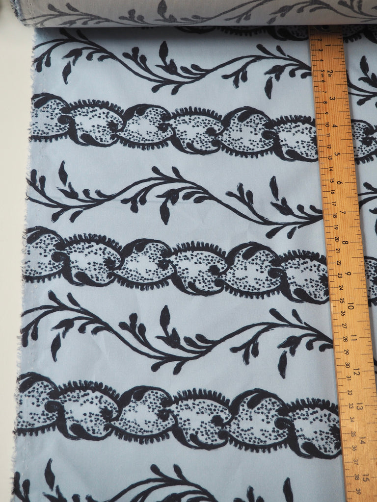 Blue Garland Stripe Cotton Poplin