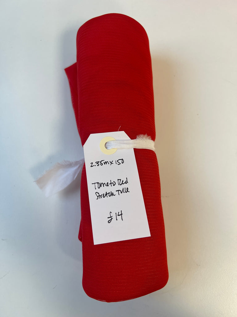 Tomato Red Stretch Tulle Remnant