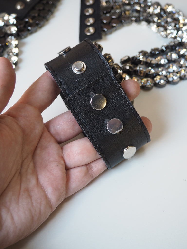 Crystal + Black Leather Shoulder + Arm Accessory