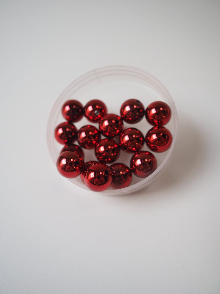 Metallic Red Beads 12mm