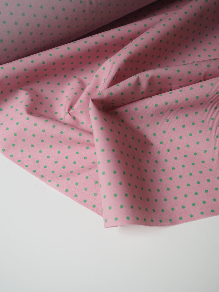 Lime Polka Dot Cotton Poplin