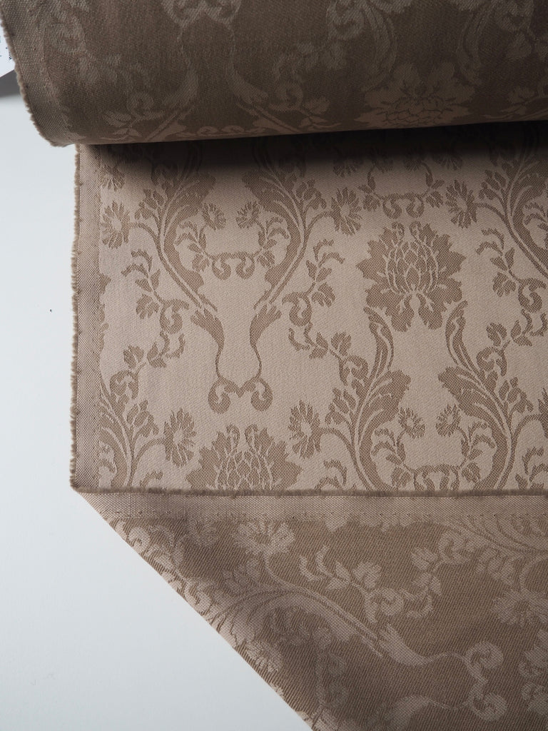 Tan Damask Wool + Cotton Jacquard