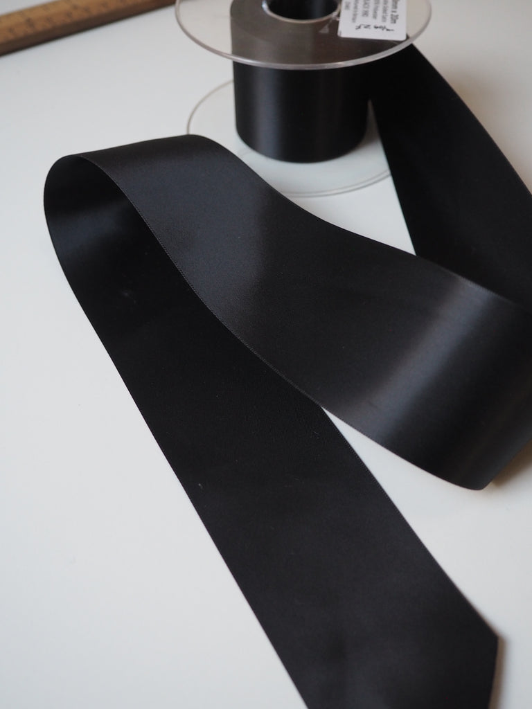 Black Double-Faced Satin Ribbon 50mm