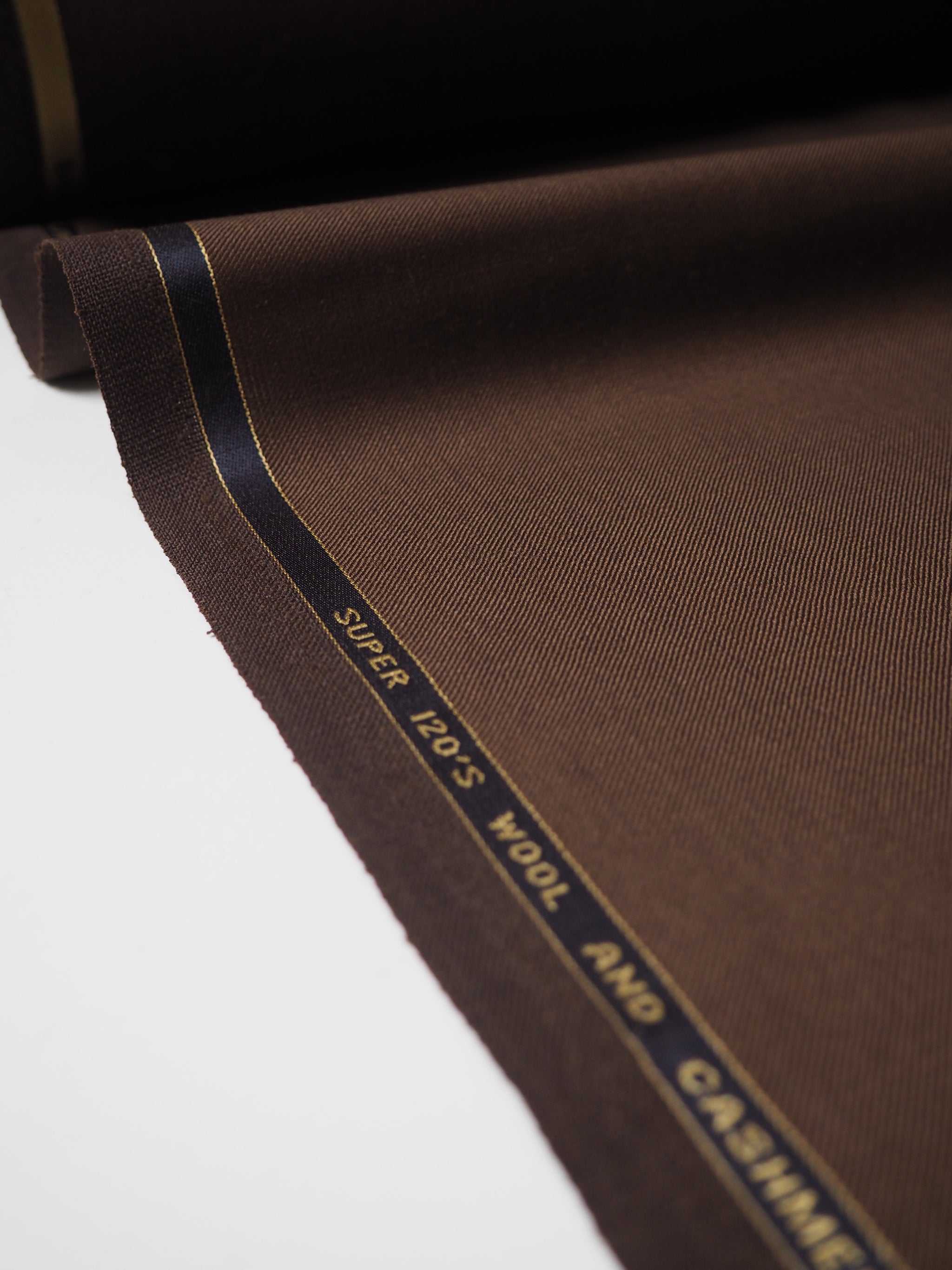 Espresso Wool + Cashmere Twill Super 120