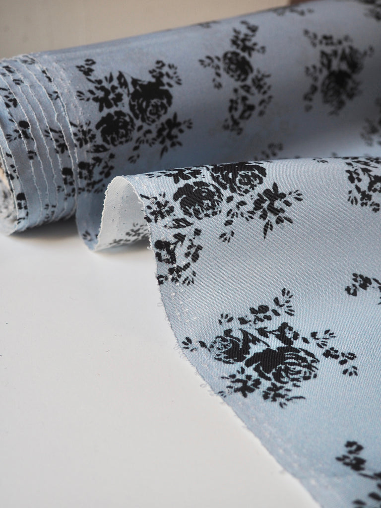 Blue Floral Heavy Silk Organza