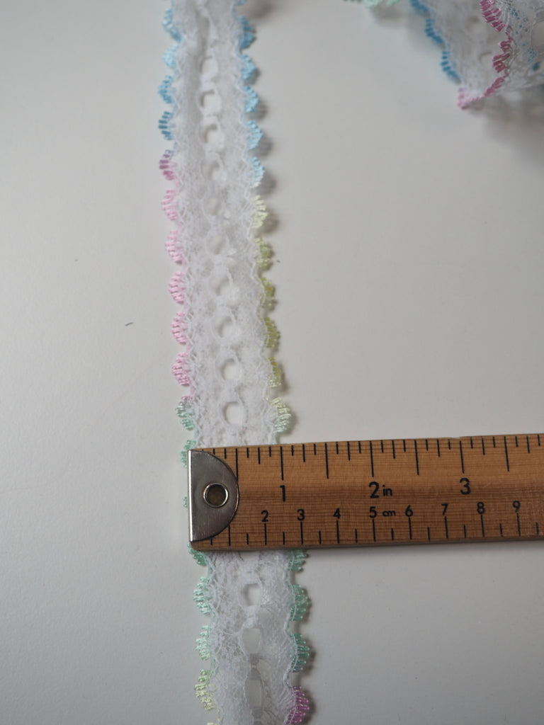 Pastel Rainbow Scallop Lace Trim 3.5cm