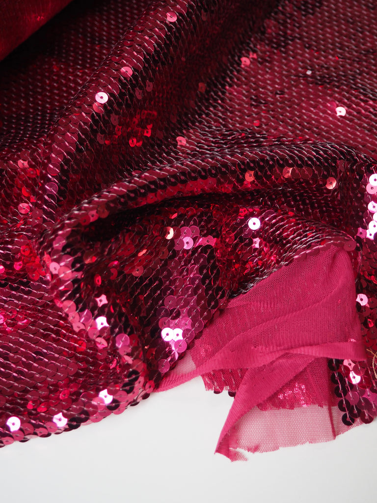 Raspberry Sequin Tulle