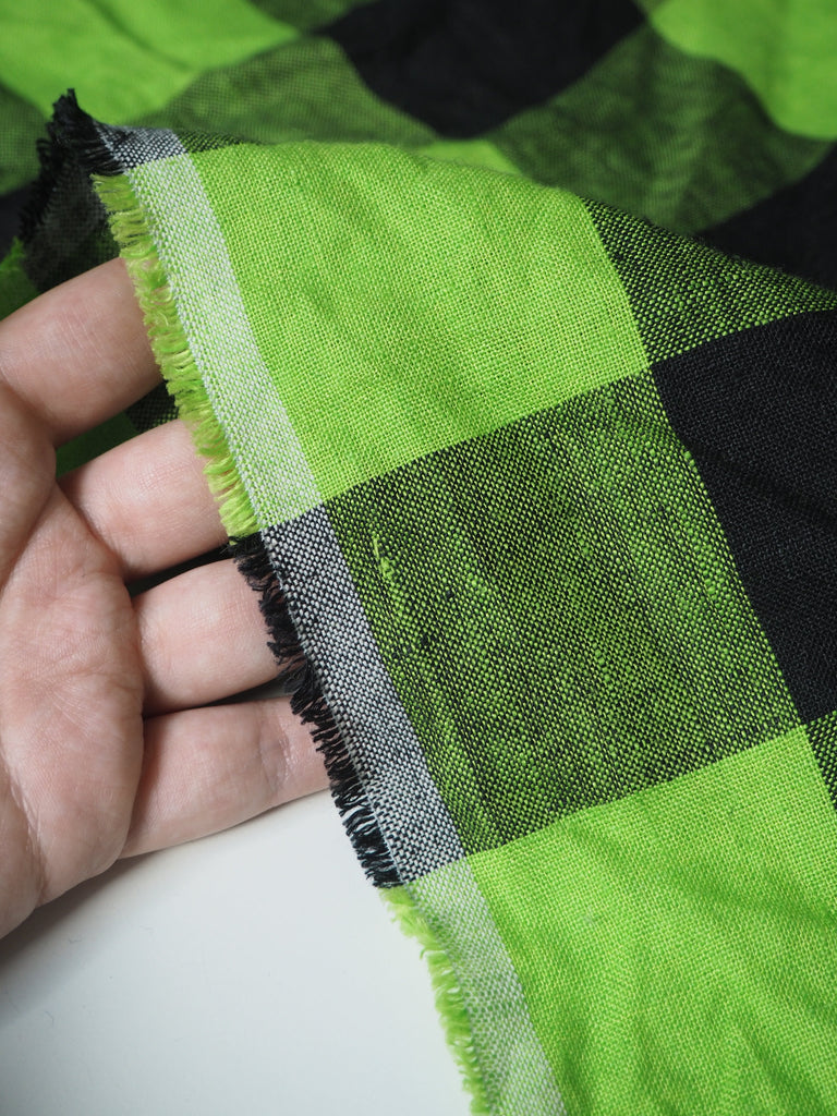 Lime Jumbo Gingham Linen