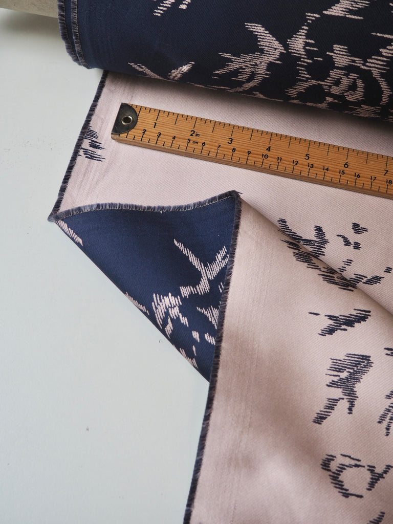 Navy + Blush Floral Jacquard