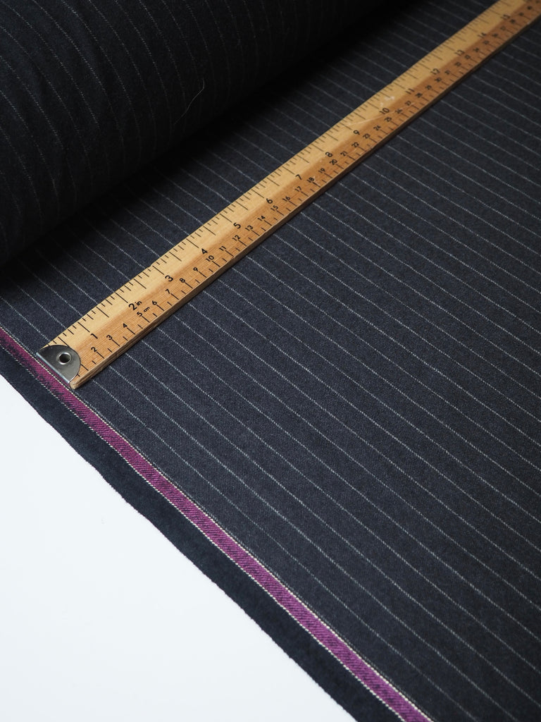 Charcoal Pinstripe Wool Flannel