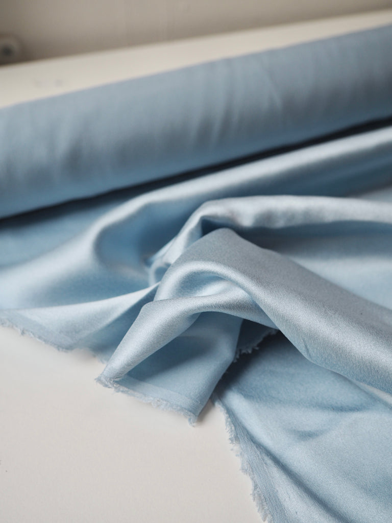 Light Blue Stretch Washed Silk Satin