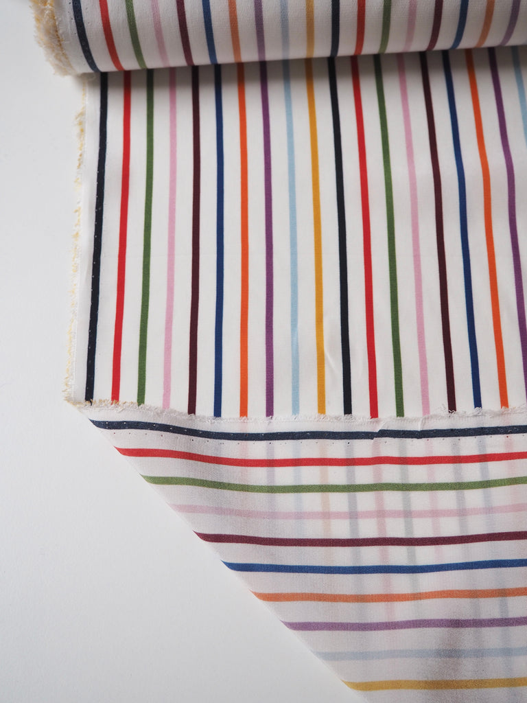 Rainbow Stripe Silk Crepe de Chine