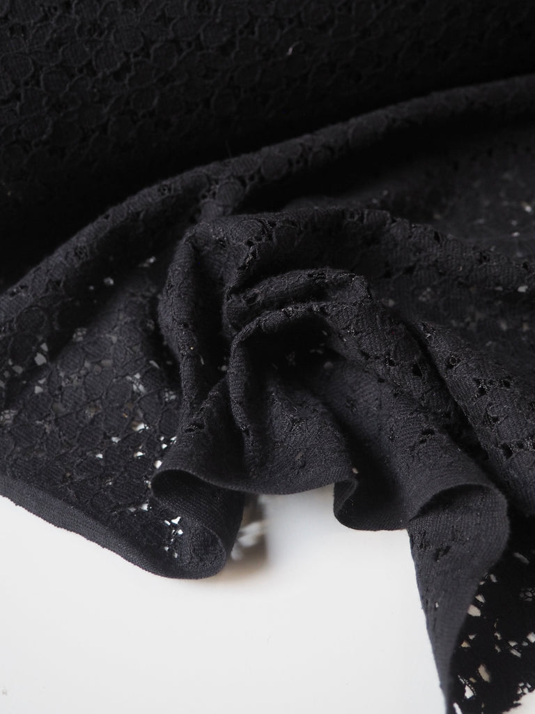 Black Corded Flower Cotton Lace