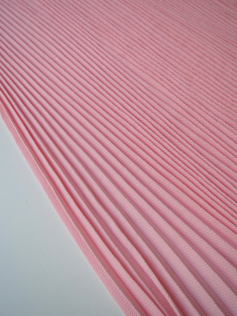 Pink Crepe Knife Pleated Skirt Panels