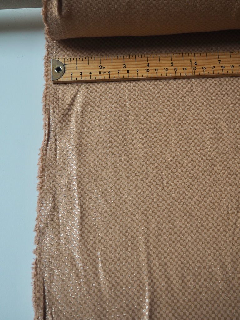 Camel Checkerboard Metallic Cotton Jacquard