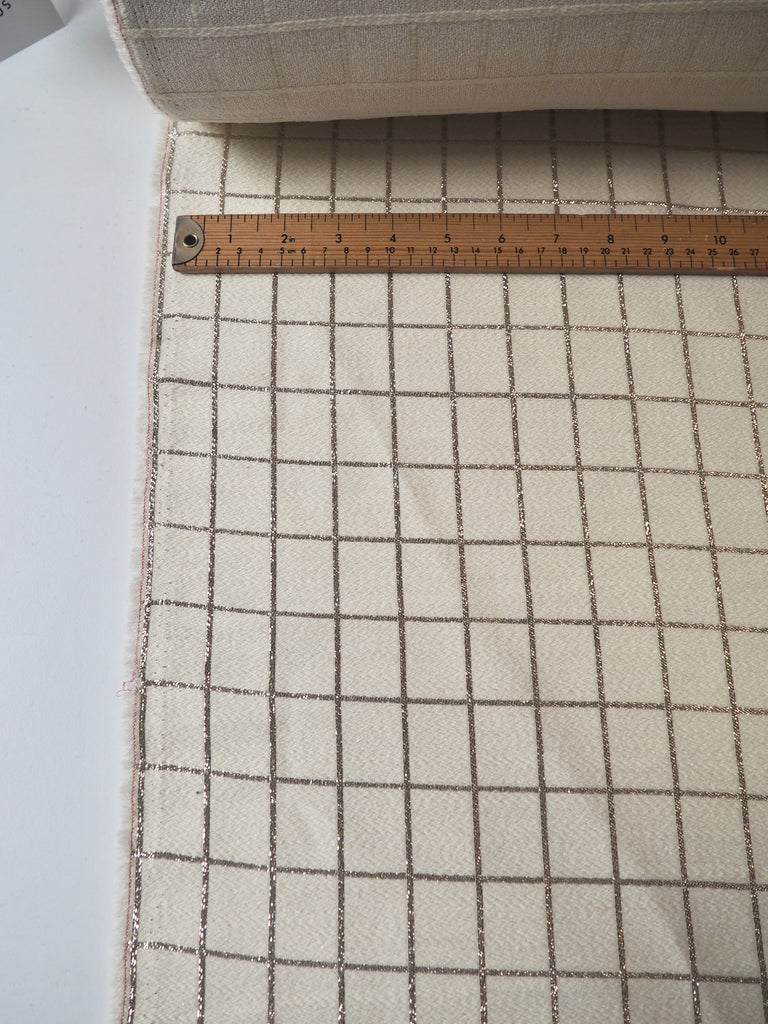 Cream + Gold Grid Wool Jacquard