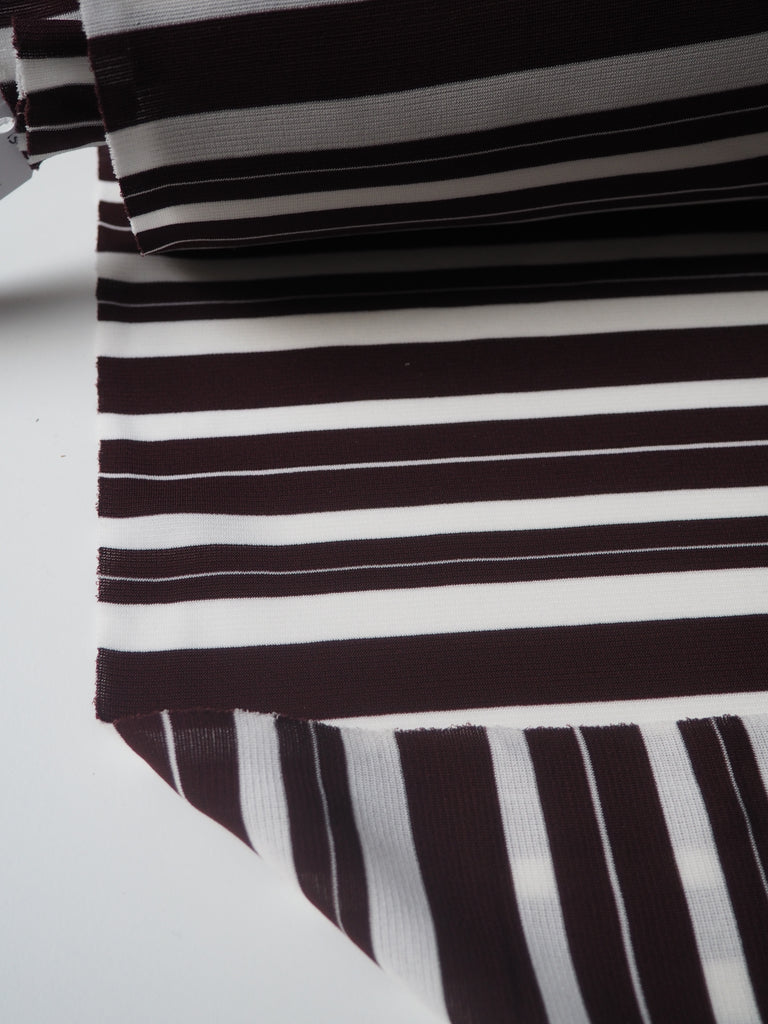Chocolate Stripe Interlock Jersey