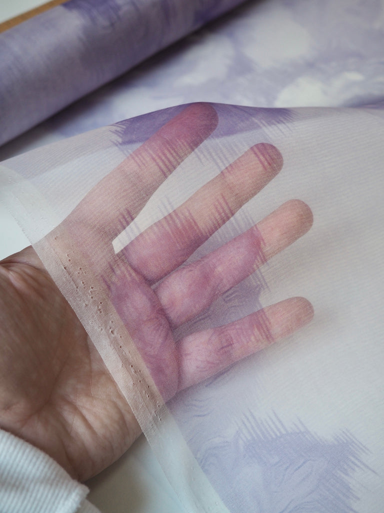 Purple Moiré Rose Silk Organza