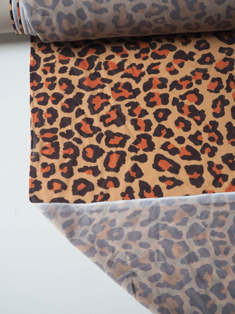 Orange Leopard Stretch Mesh