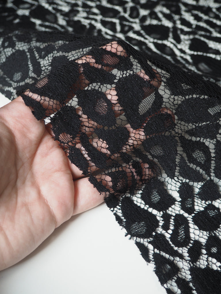 Black Animal Stretch Lace