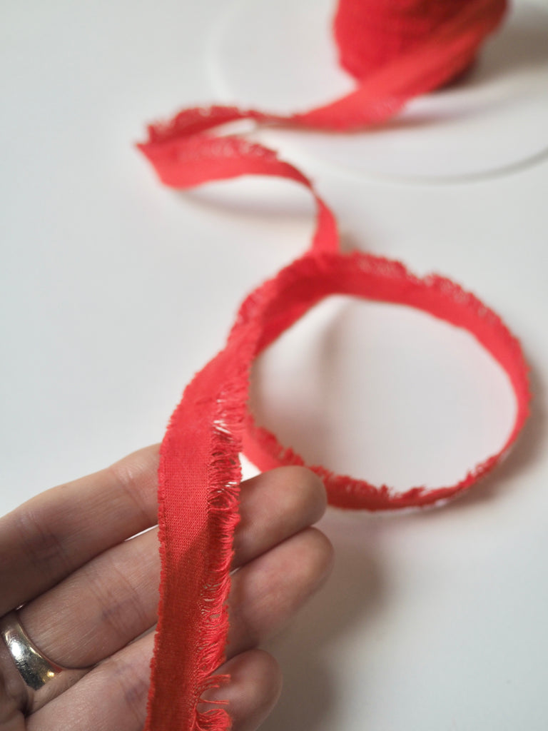 Coral Red Fringe Trim 15mm
