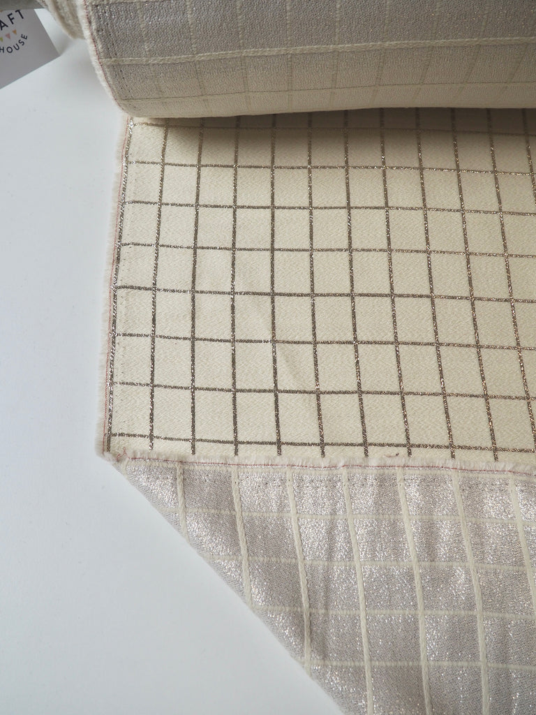 Cream + Gold Grid Wool Jacquard