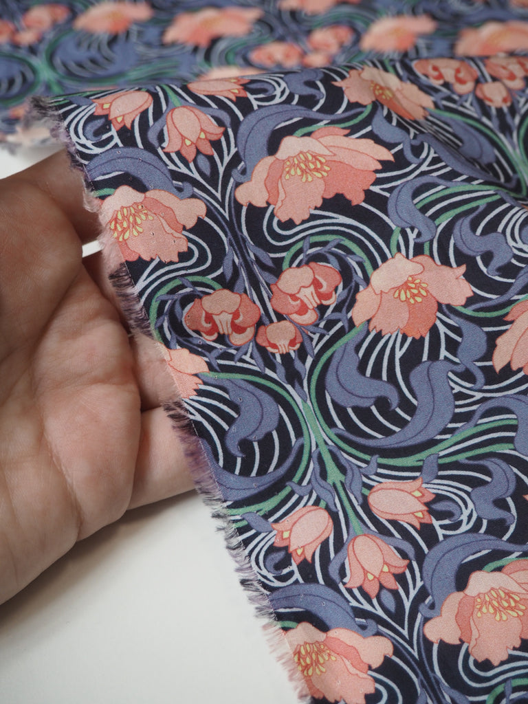 Liberty Blue Tulip Swirl Tana Cotton Lawn