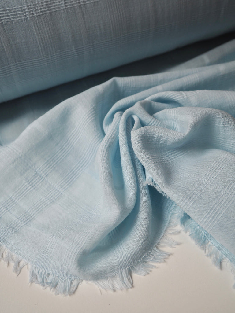 Sky Blue Check Cotton Voile