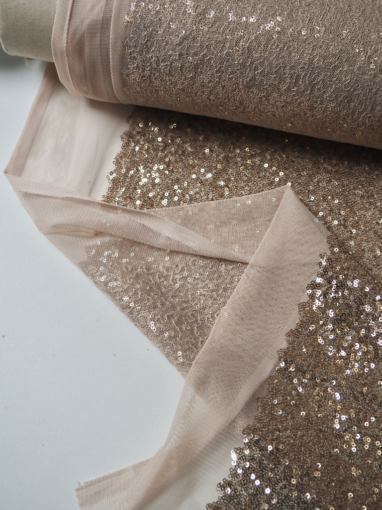 Soft Gold Micro Sequin Tulle
