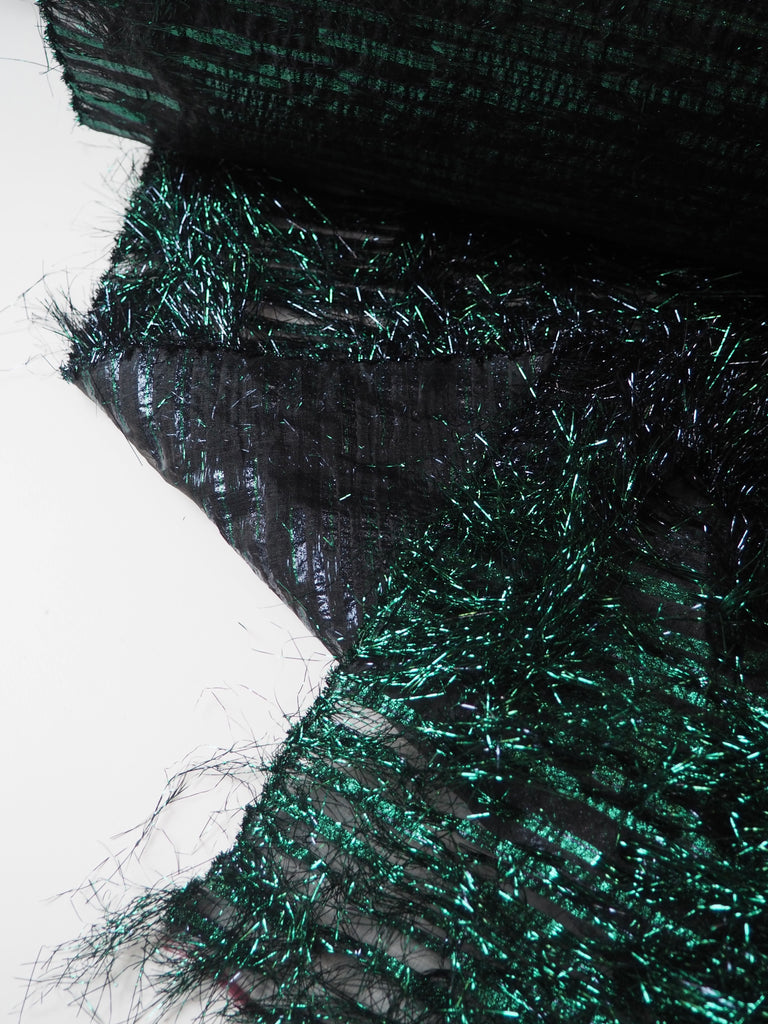 Green + Blue Tinsel Fringe Organza