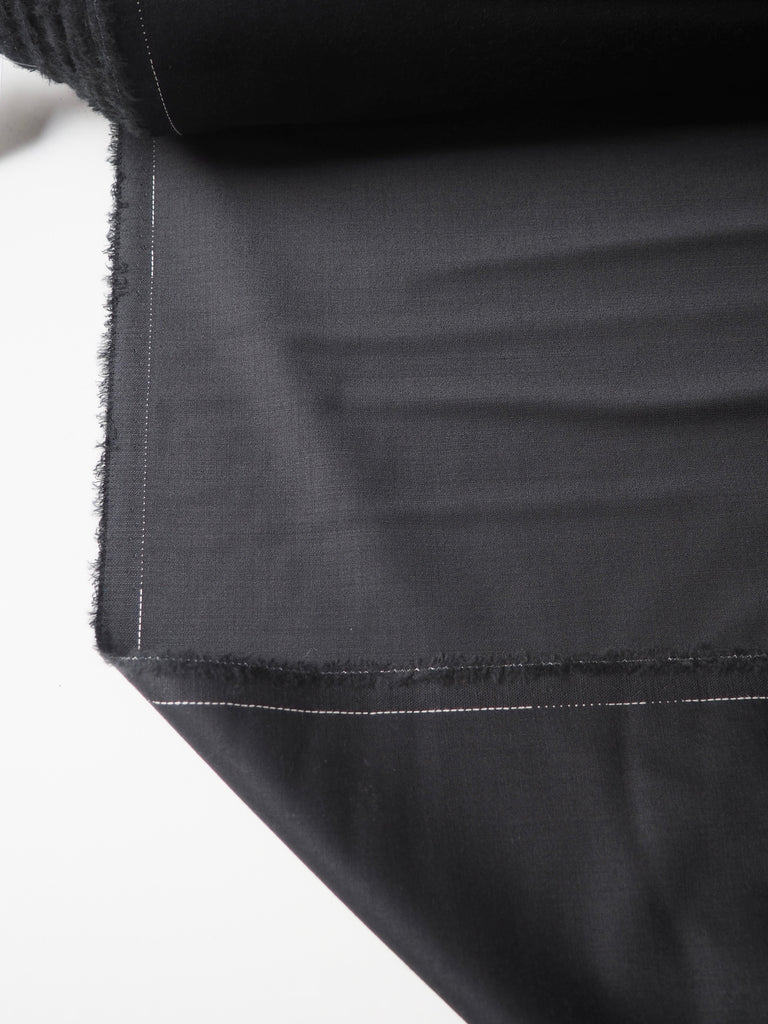 Charcoal Sateen Wool Blend Suiting