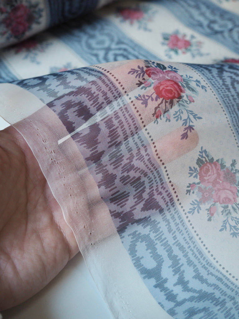 Floral + Moiré Stripe Silk Organza