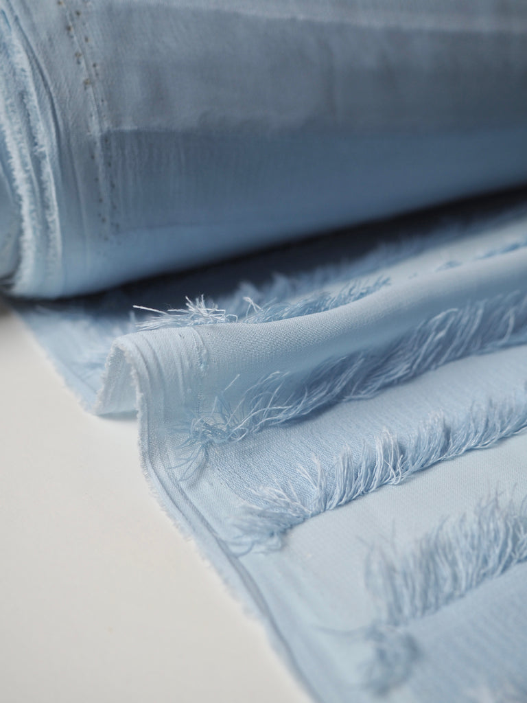 Light Blue Stripe Fringe Chiffon