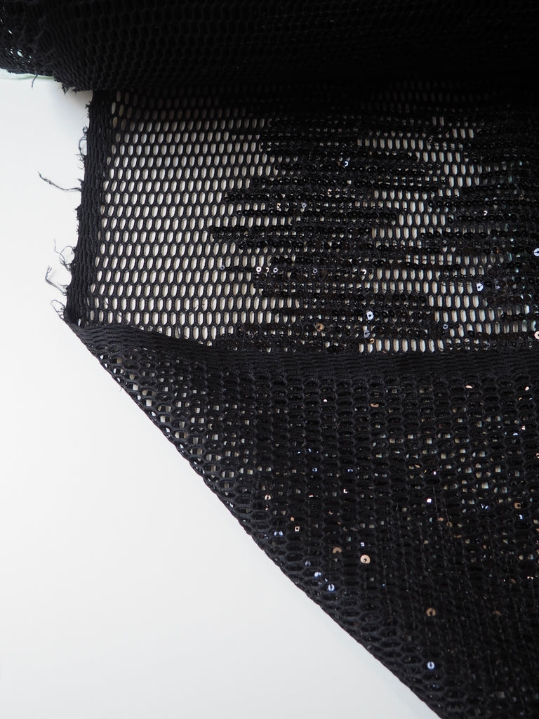 Black Sequin Honeycomb Mesh