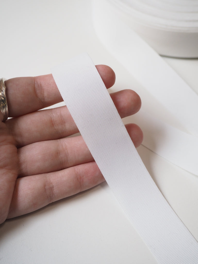 White Grosgrain Ribbon 25mm