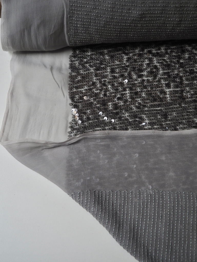 Smoke Grey Sequin Viscose Chiffon