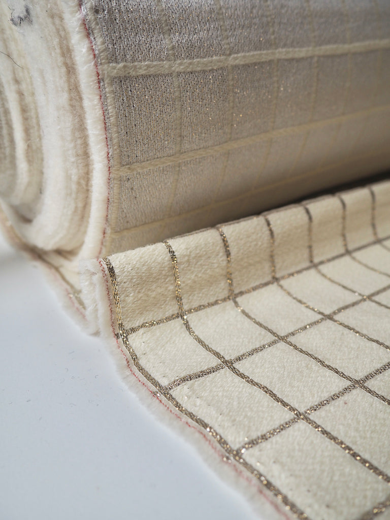 Cream + Gold Grid Wool Jacquard