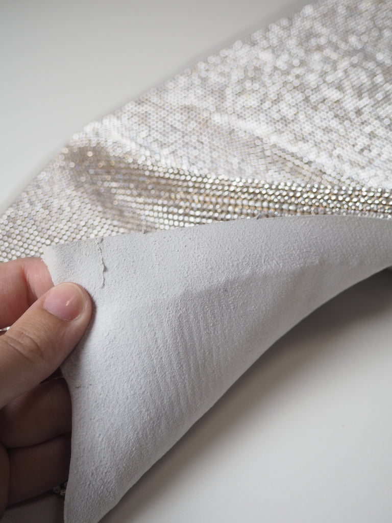 Swarovski Crystal + Gold Chainmail Leather Piece