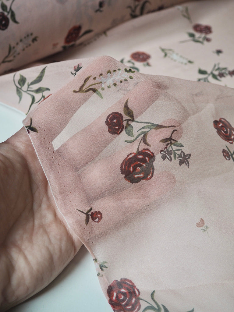 Rose Print Silk Chiffon