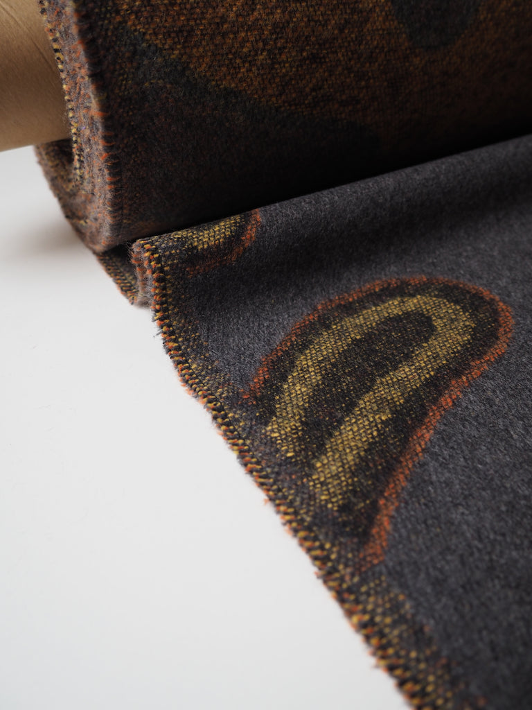 Grey Paisley Wool Jacquard